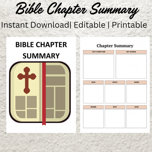 Bible Book Chapter Summary Template Printable Bible Study Guide Bible Summary Journal Bible Chapter Notes Faith Journal Bible Study Tool