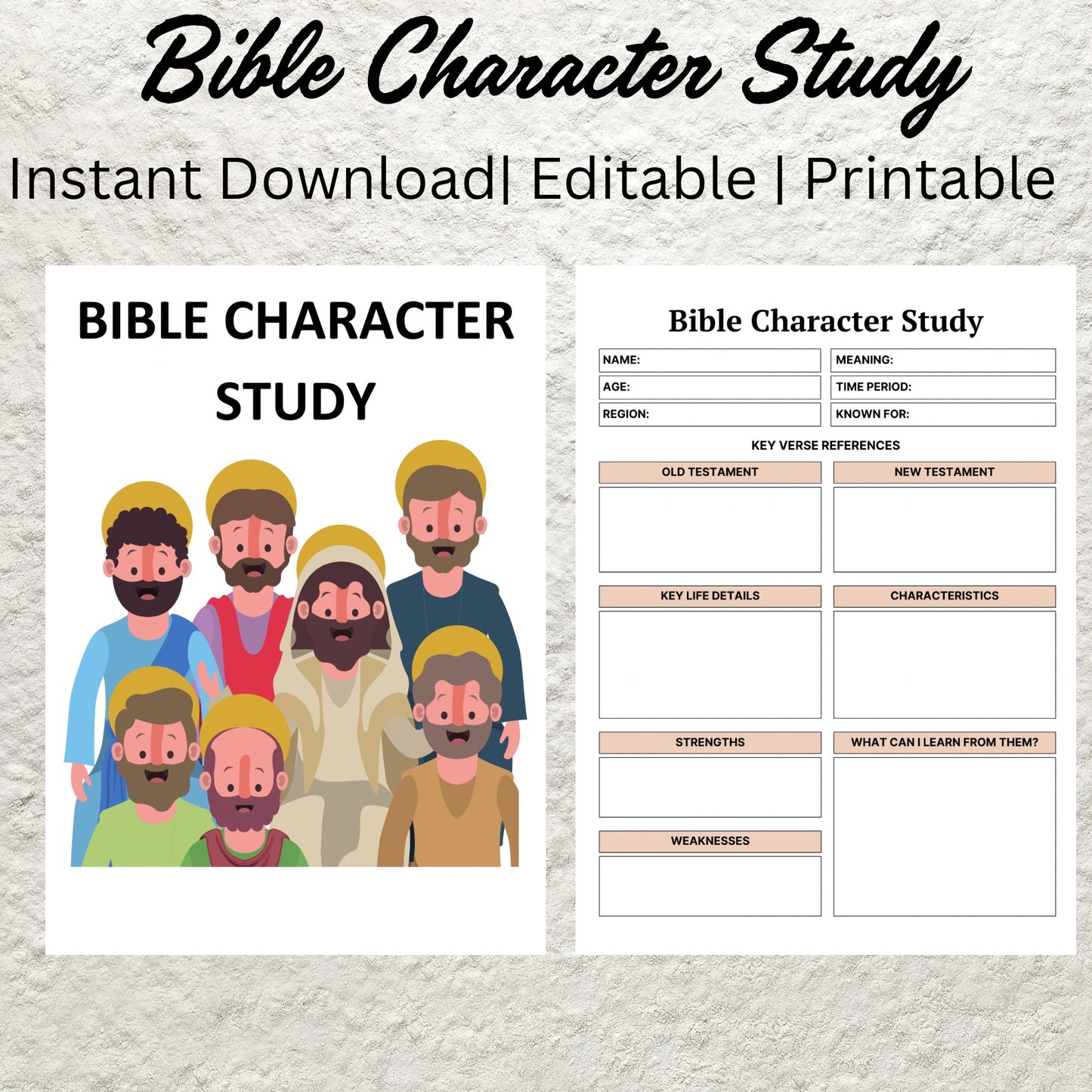 Bible Character Study Template Printable Bible Study Notes Christian Character Profile Study Bible Group Worksheet Bible Study Guide Tools