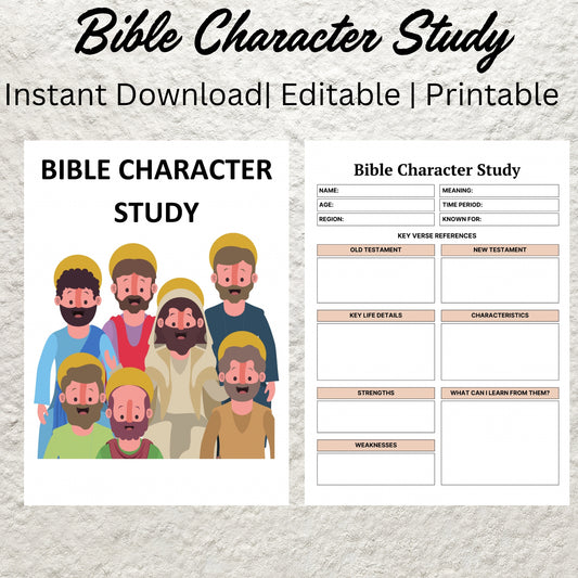 Bible Character Study Template Printable Bible Study Notes Christian Character Profile Study Bible Group Worksheet Bible Study Guide Tools