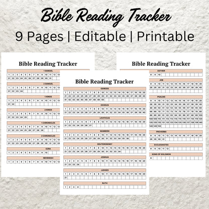 Bible Reading Tracker Printable Bible Reading Plan Checklist Daily Bible Reading Log Bible Study Christian Faith Planner Scripture Reading