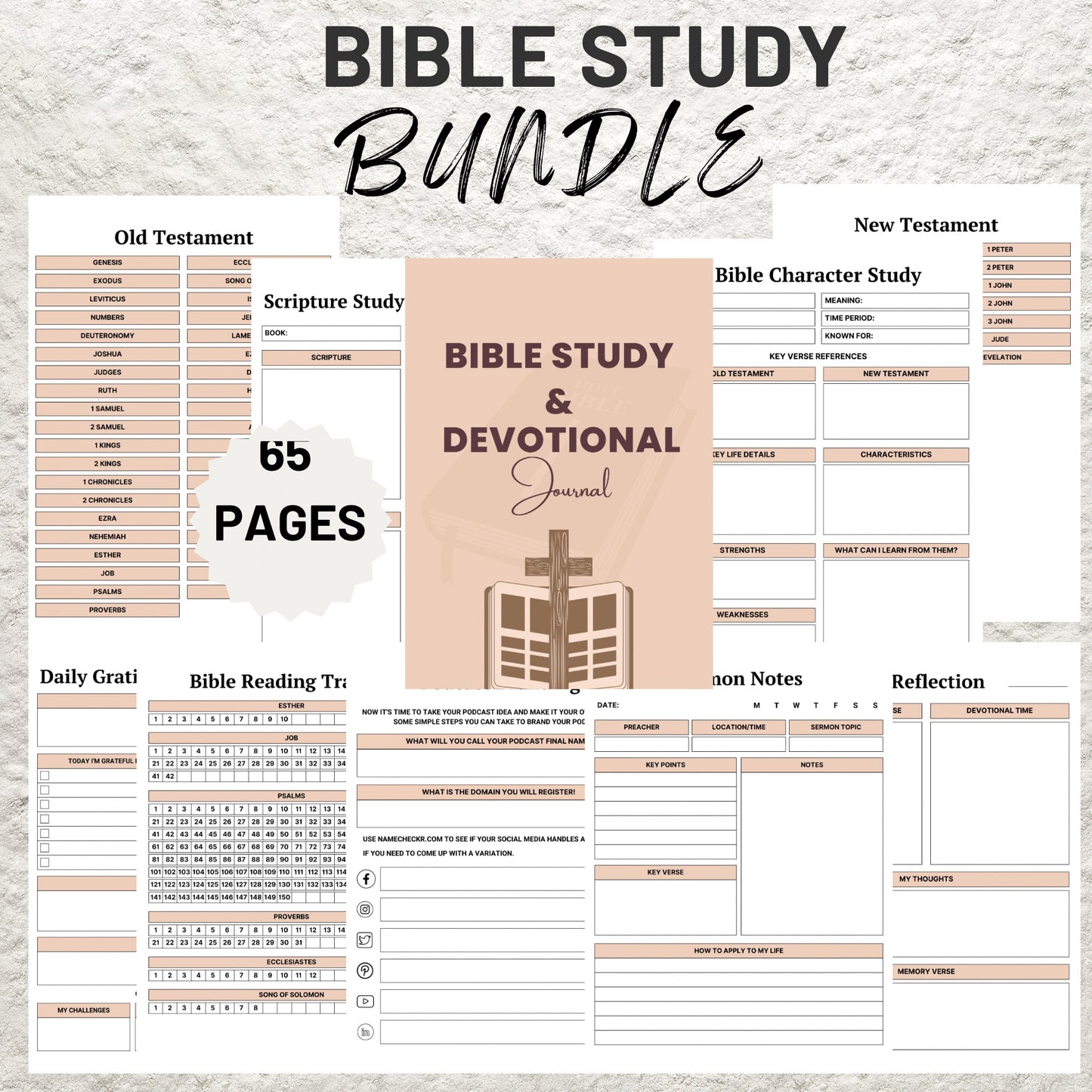 Bible Study & Devotional Journal Bundle Template Printable SOAP Digital Bible Study Gratitude Journal Guide Daily Prayer Devotional Planner