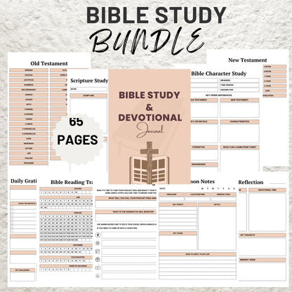 Bible Study & Devotional Journal Bundle Template Printable SOAP Digital Bible Study Gratitude Journal Guide Daily Prayer Devotional Planner