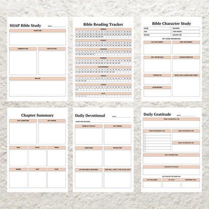 Bible Study & Devotional Journal Bundle Template Printable SOAP Digital Bible Study Gratitude Journal Guide Daily Prayer Devotional Planner