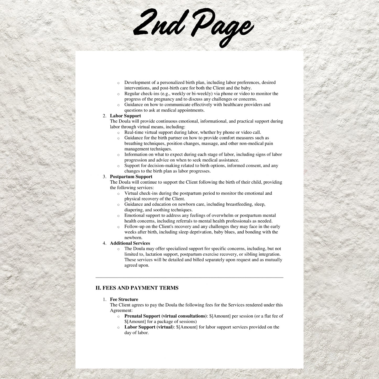 Birth Doula Contract Agreement Template Editable Virtual Doula Services Contract Form Printable Virtual Doula Client Intake Birth Forms