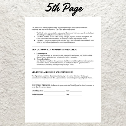 Birth Doula Contract Agreement Template Editable Virtual Doula Services Contract Form Printable Virtual Doula Client Intake Birth Forms