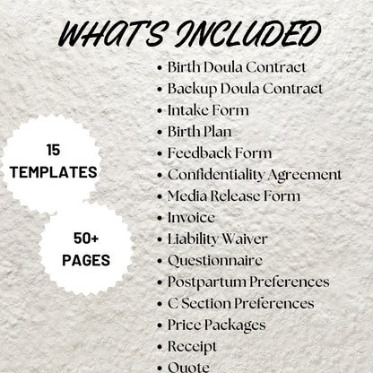 Birth Doula Contracts Bundle Editable Doula New Client Intake Form Birth Doula New Client Bundle Printable Doula Services Contract Agreement