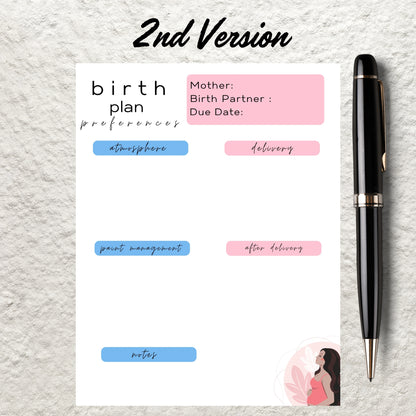 Birth Plan Canva Template Editable Printable Birth Plan Natural Birth Planning Plan Pregnancy Planner Doula Midwife New Mom Planner