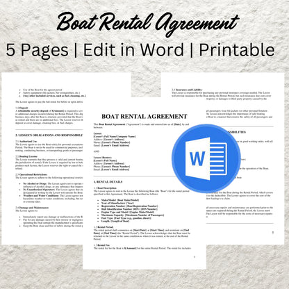 Boat Rental Agreement Template Editable Boat Rental Contract Printable Boat Lease Agreement Yacht Rental Agreement Boat Nautical Contract