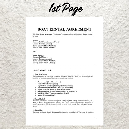 Boat Rental Agreement Template Editable Boat Rental Contract Printable Boat Lease Agreement Yacht Rental Agreement Boat Nautical Contract