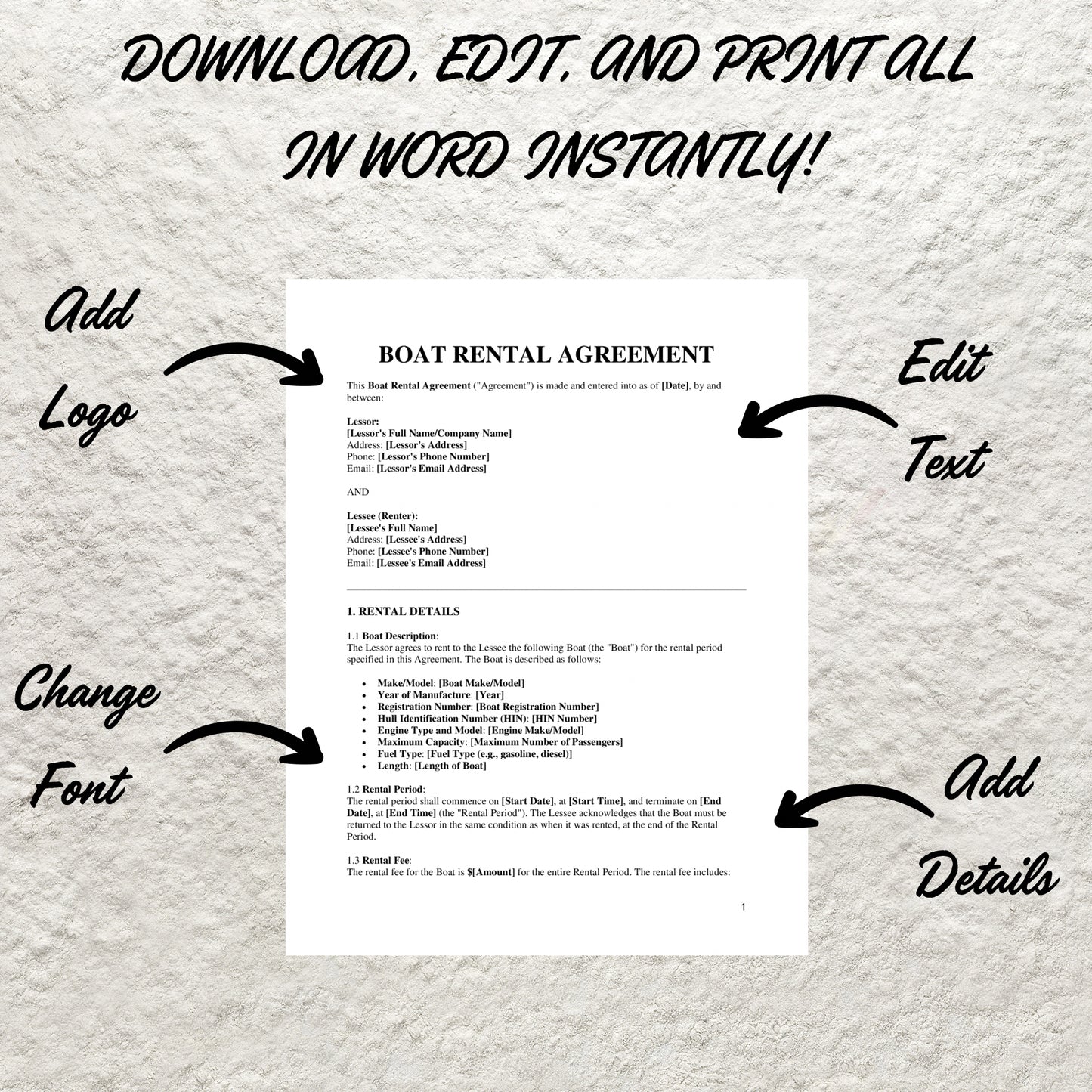 Boat Rental Agreement Template Editable Boat Rental Contract Printable Boat Lease Agreement Yacht Rental Agreement Boat Nautical Contract