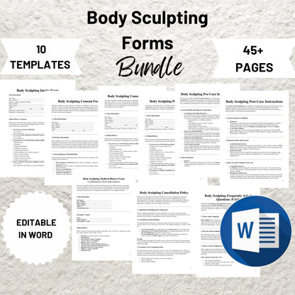 Body Sculpting Forms Template Bundle Editable Body Sculpting Intake Form Printable Body Sculpting Consultation Consent Form Esthetician Form