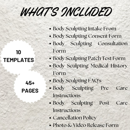 Body Sculpting Forms Template Bundle Editable Body Sculpting Intake Form Printable Body Sculpting Consultation Consent Form Esthetician Form