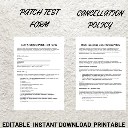 Body Sculpting Forms Template Bundle Editable Body Sculpting Intake Form Printable Body Sculpting Consultation Consent Form Esthetician Form