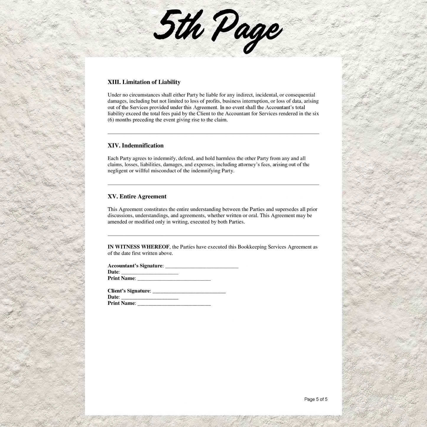 Bookkeeping Contract Template Editable Bookkeeping Service Agreement Form Printable Freelance Bookkeeping Contract Bookkeeper Business Form