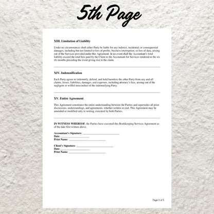 Bookkeeping Contract Template Editable Bookkeeping Service Agreement Form Printable Freelance Bookkeeping Contract Bookkeeper Business Form