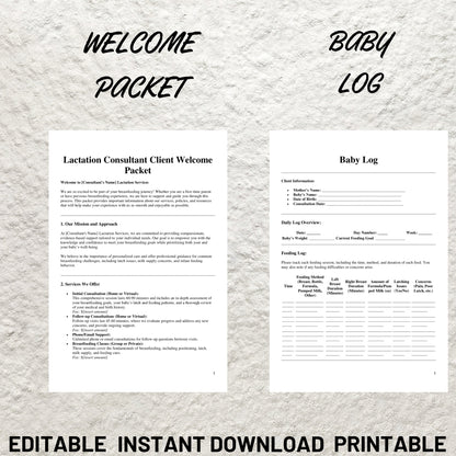 Breastfeeding Support Bundle Editable Lactation Consultant Forms Template Printable Lactation Consultation Contract Intake Form Welcome Form