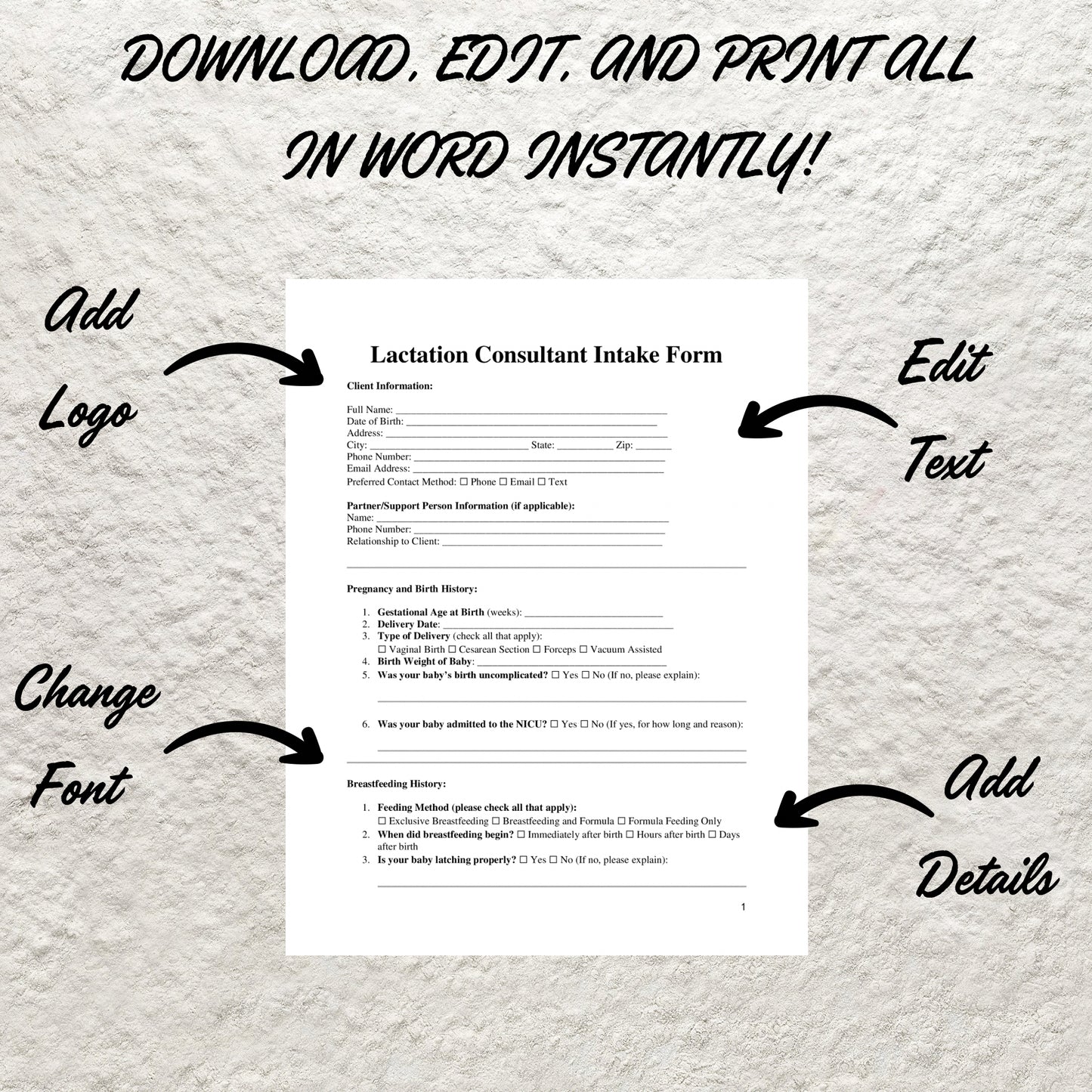 Breastfeeding Support Bundle Editable Lactation Consultant Forms Template Printable Lactation Consultation Contract Intake Form Welcome Form