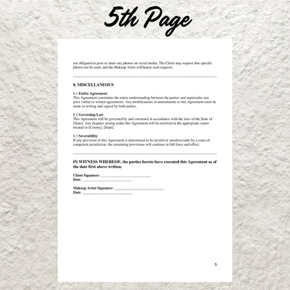 Bridal Makeup Contract Template Editable Makeup Artist Contract Printable Wedding Makeup Stylist Contract Makeup Business Agreement Form