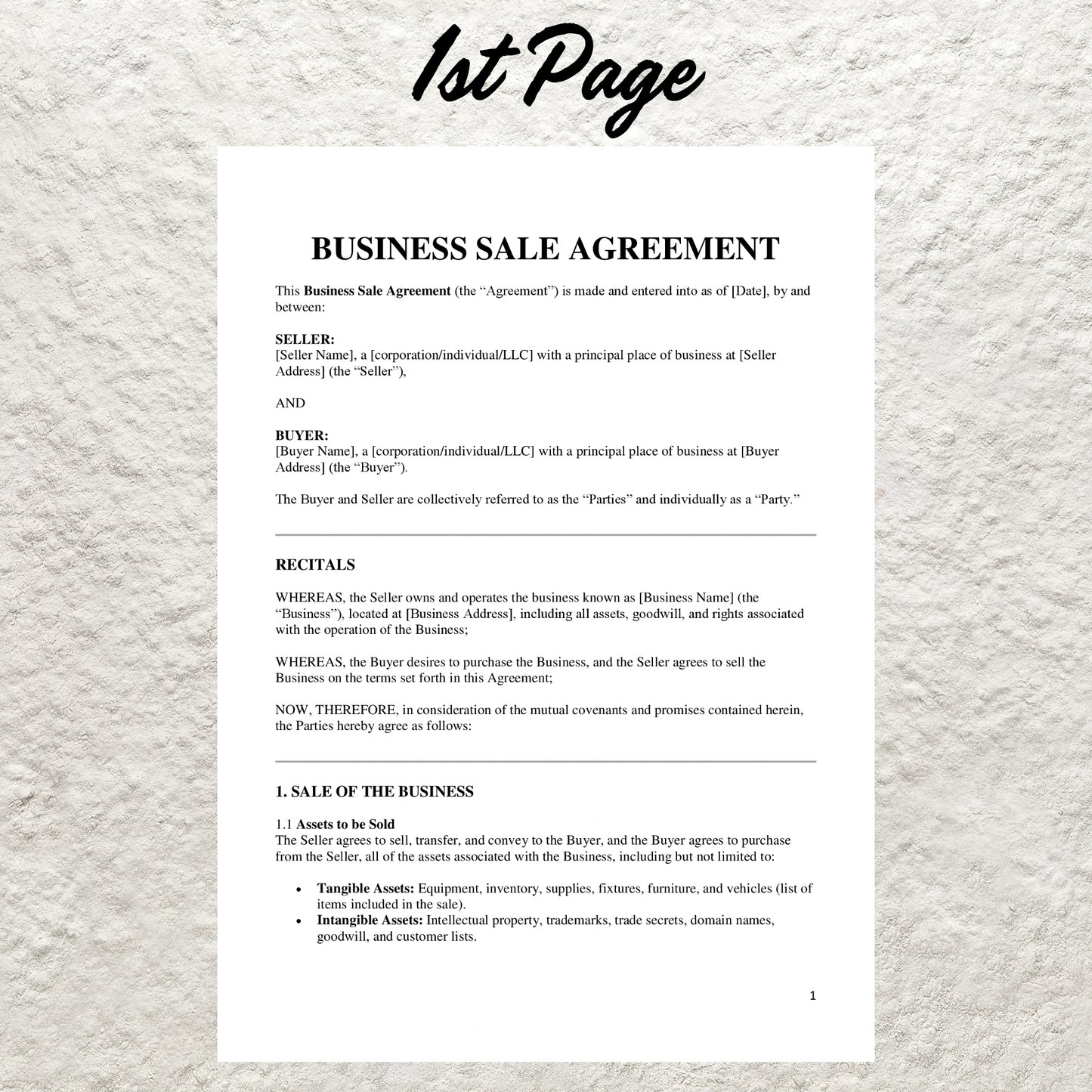 Business Sale Contract Template Editable Purchase of Business Agreement Form Printable Business Bill of Sale Form Business Purchase Contract