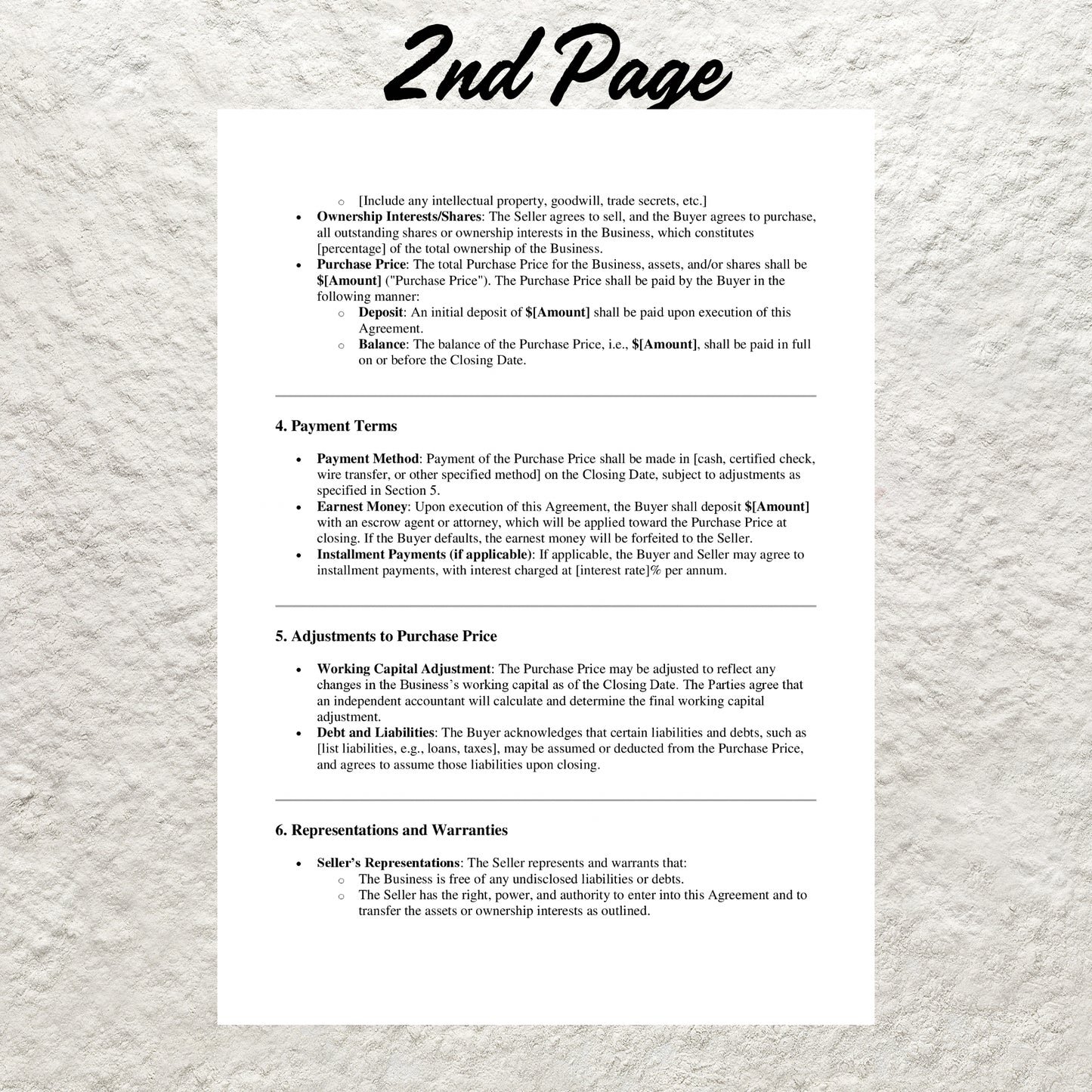 Buy-Sell Agreement Template Editable Professional Goods Sale Contract Printable Buy-Sell Agreement Form Business Form for Buyers and Sellers