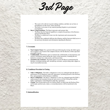 Buy-Sell Agreement Template Editable Professional Goods Sale Contract Printable Buy-Sell Agreement Form Business Form for Buyers and Sellers