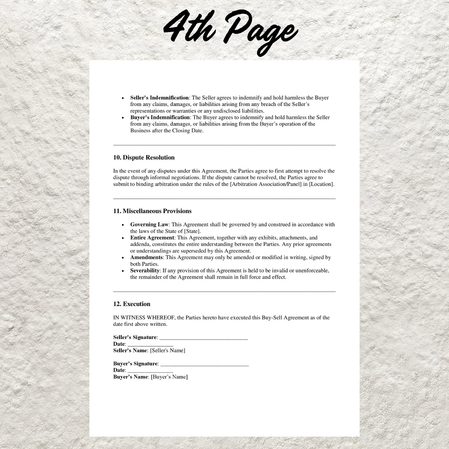 Buy-Sell Agreement Template Editable Professional Goods Sale Contract Printable Buy-Sell Agreement Form Business Form for Buyers and Sellers