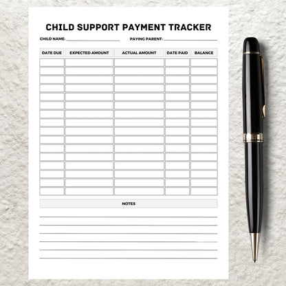 Child Support Payment Tracker Printable Child Custody Pay Tracking Sheet Divorce Payment Allowance Co-Parenting Child Payment Expenses