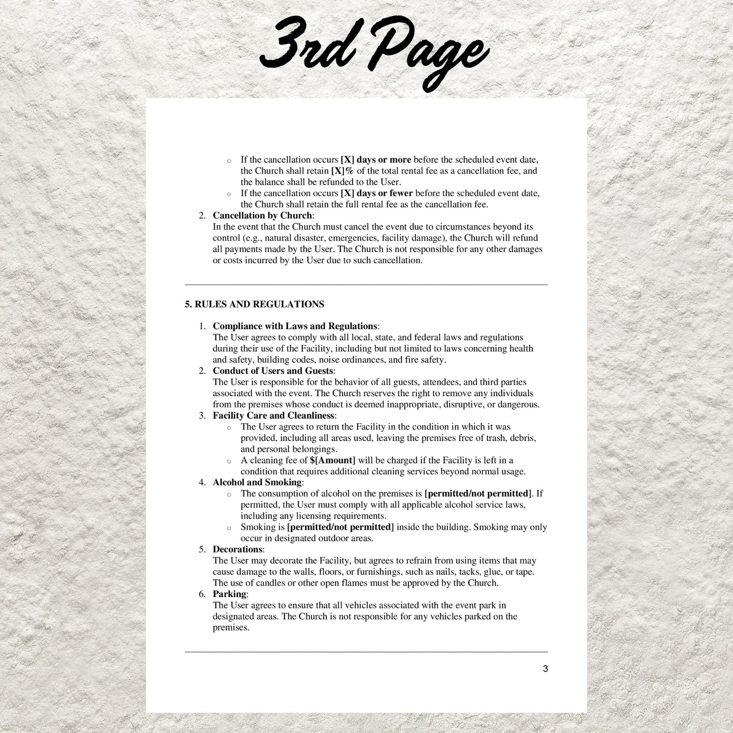 Church Facility Use Agreement Template Editable Church Rental Contract for Events, Weddings, Meetings Printable Church Facility Use Contract