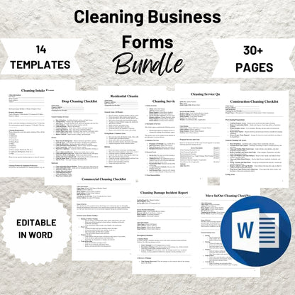 Cleaning Service Business Forms Bundle Editable Cleaning Service Agreement Printable Cleaning Service Intake Form Cleaning Checklist Forms