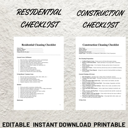 Cleaning Service Business Forms Bundle Editable Cleaning Service Agreement Printable Cleaning Service Intake Form Cleaning Checklist Forms