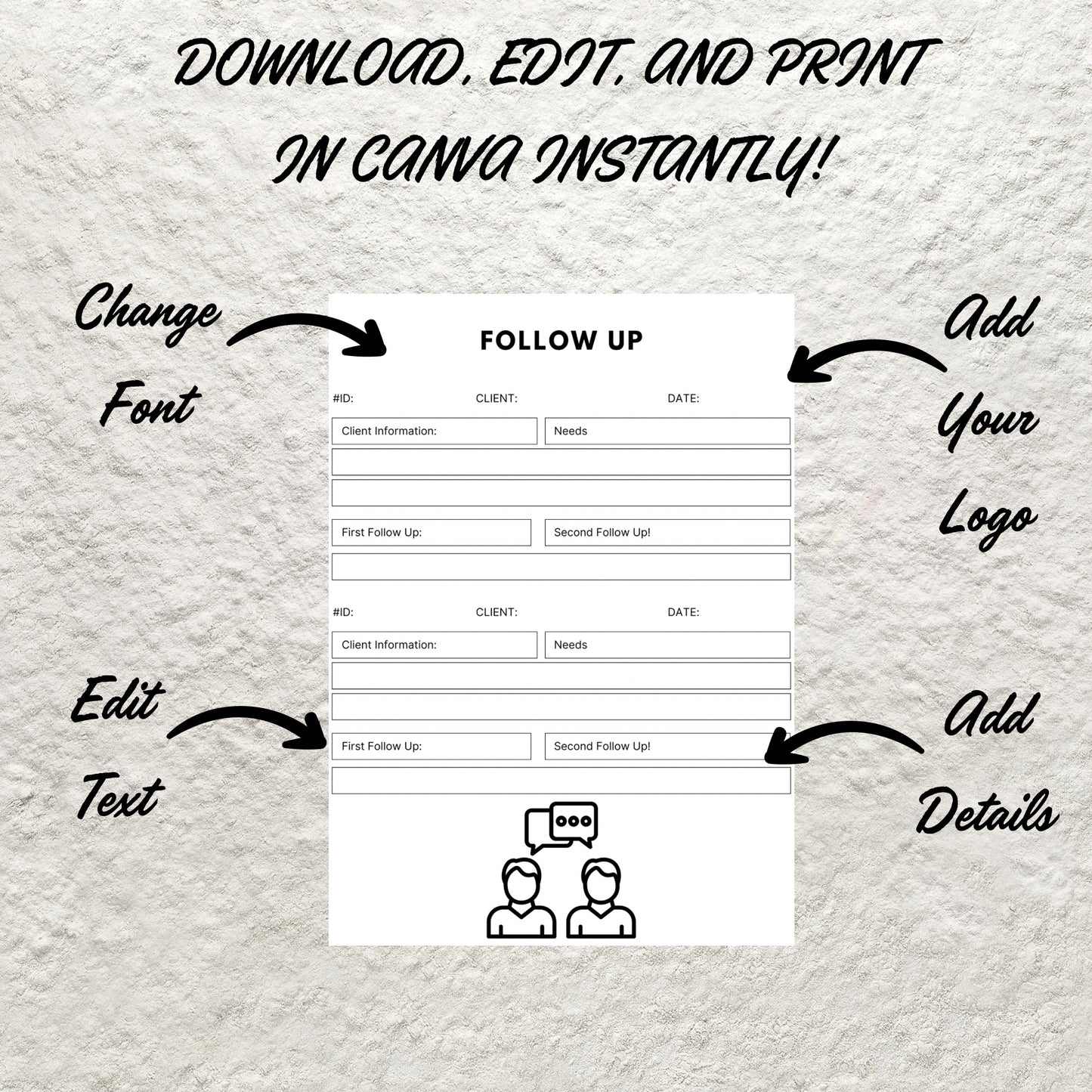 Client Follow Up Sheet Tracker Form Template Business Client Log Follow Ups Small Business Customer Follow Up Forms Customer Tracker