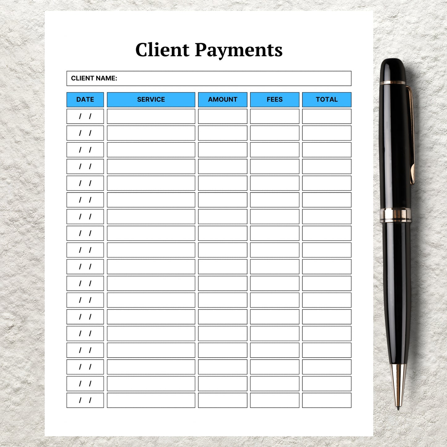 Client payment Tracker Template Printable Client Payment History Client Payment Log Sheet Small Business Finance Payment Form Client Service