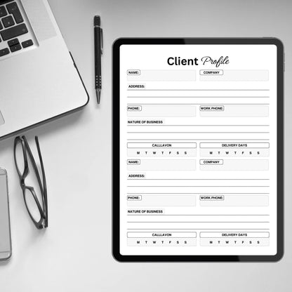 Client Profile Template Printable Business Client Information Tracking Sheet Customer Information Log Client Profile Record Intake Form