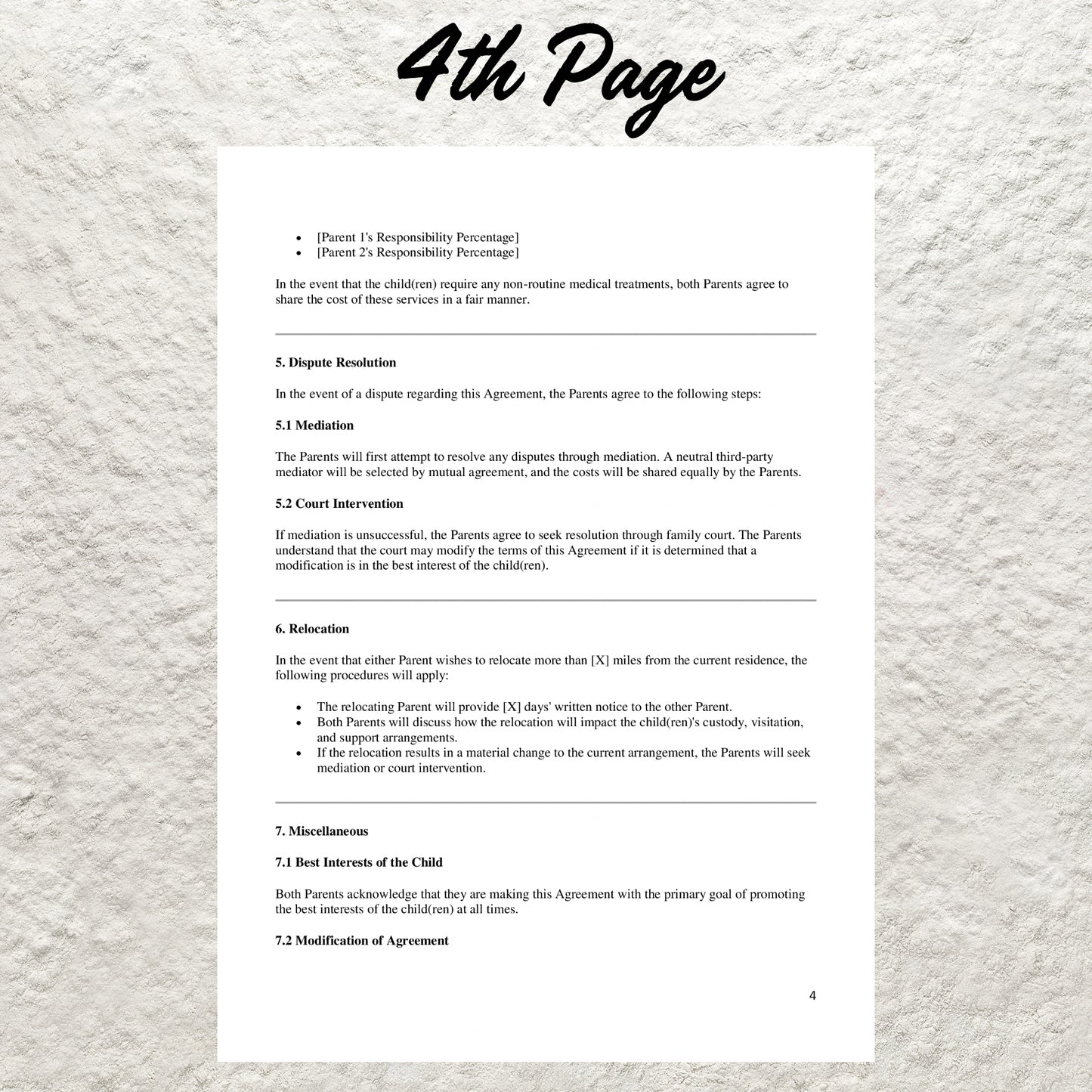 Co-Parenting Agreement Template Editable Parenting Plan Agreement Printable Joint Child Custody Agreement Co-Parenting Custody Contract Form