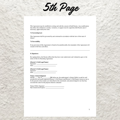 Co-Parenting Agreement Template Editable Parenting Plan Agreement Printable Joint Child Custody Agreement Co-Parenting Custody Contract Form