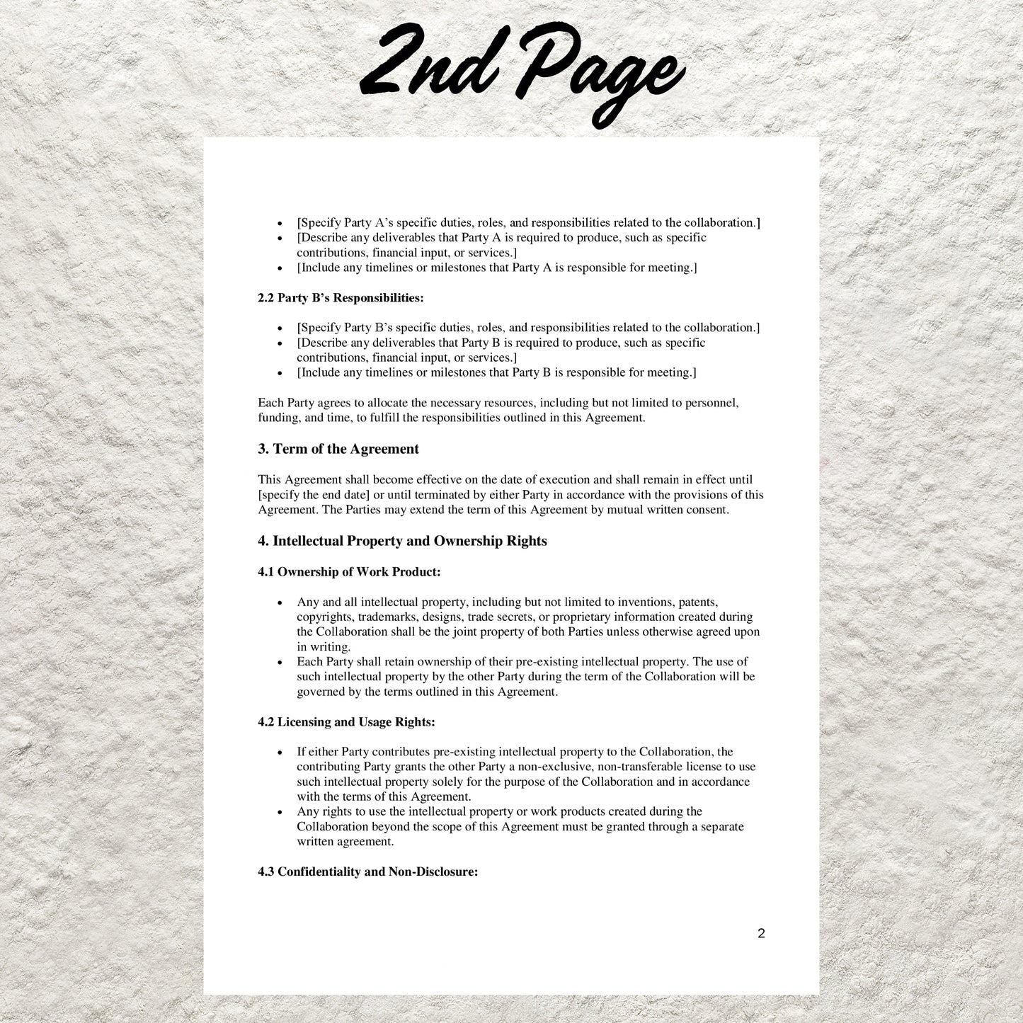 Collaboration Agreement Template Editable Business Collaboration Contract Printable Project Collaboration Agreement Partnership Contract