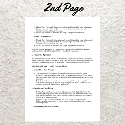 Collaboration Agreement Template Editable Business Collaboration Contract Printable Project Collaboration Agreement Partnership Contract