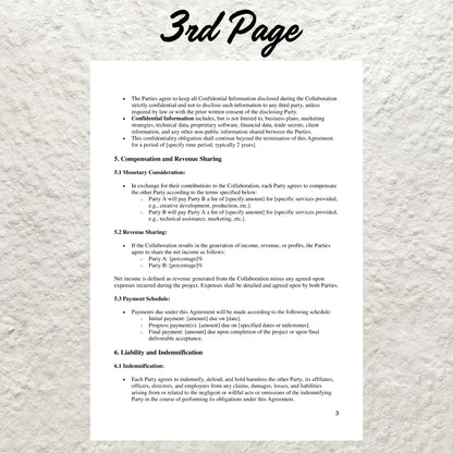 Collaboration Agreement Template Editable Business Collaboration Contract Printable Project Collaboration Agreement Partnership Contract