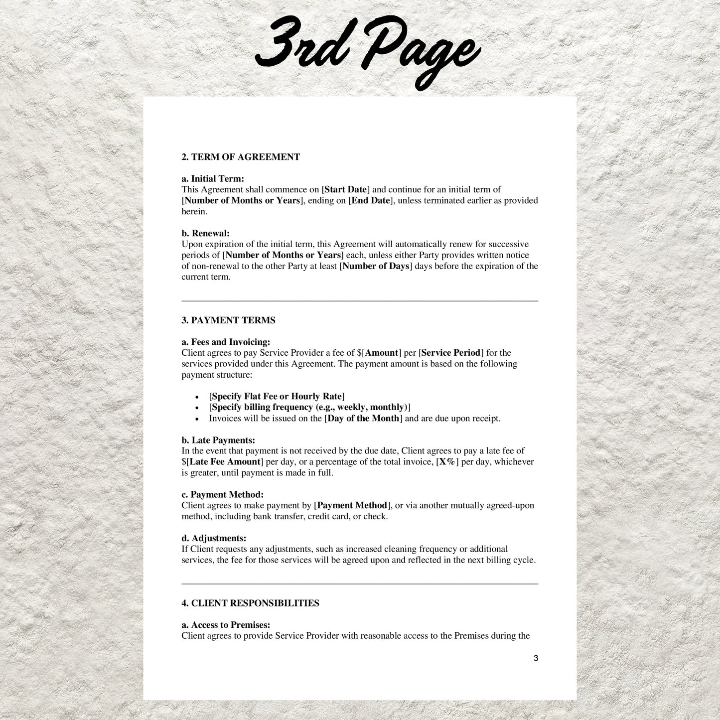 Commercial Cleaning Services Contract Template Editable Commercial Cleaning Agreement Printable Cleaning Business Proposal Office Cleaning