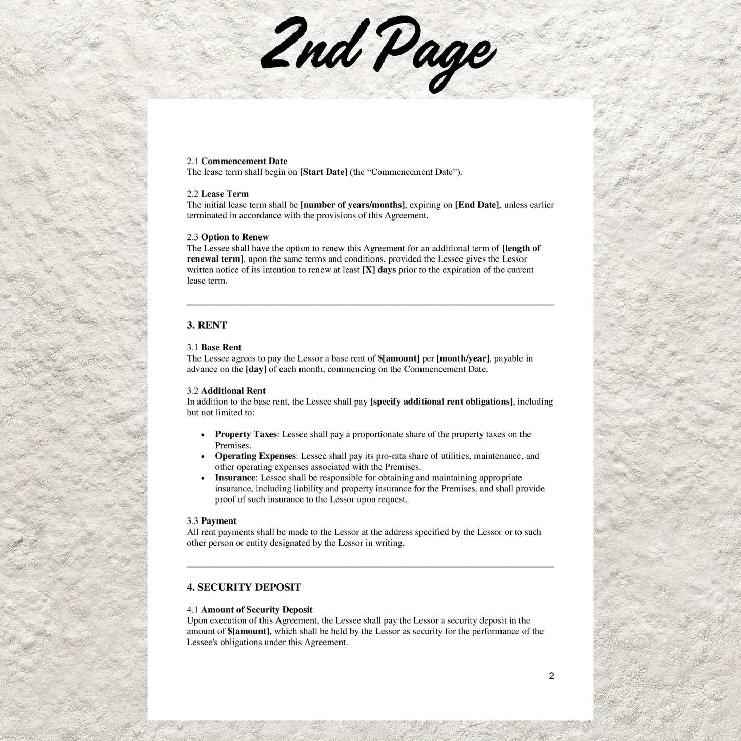 Commercial Lease Agreement Template Editable Commercial Property Lease Contract Printable Commercial Rental Agreement Simple Lease Agreement