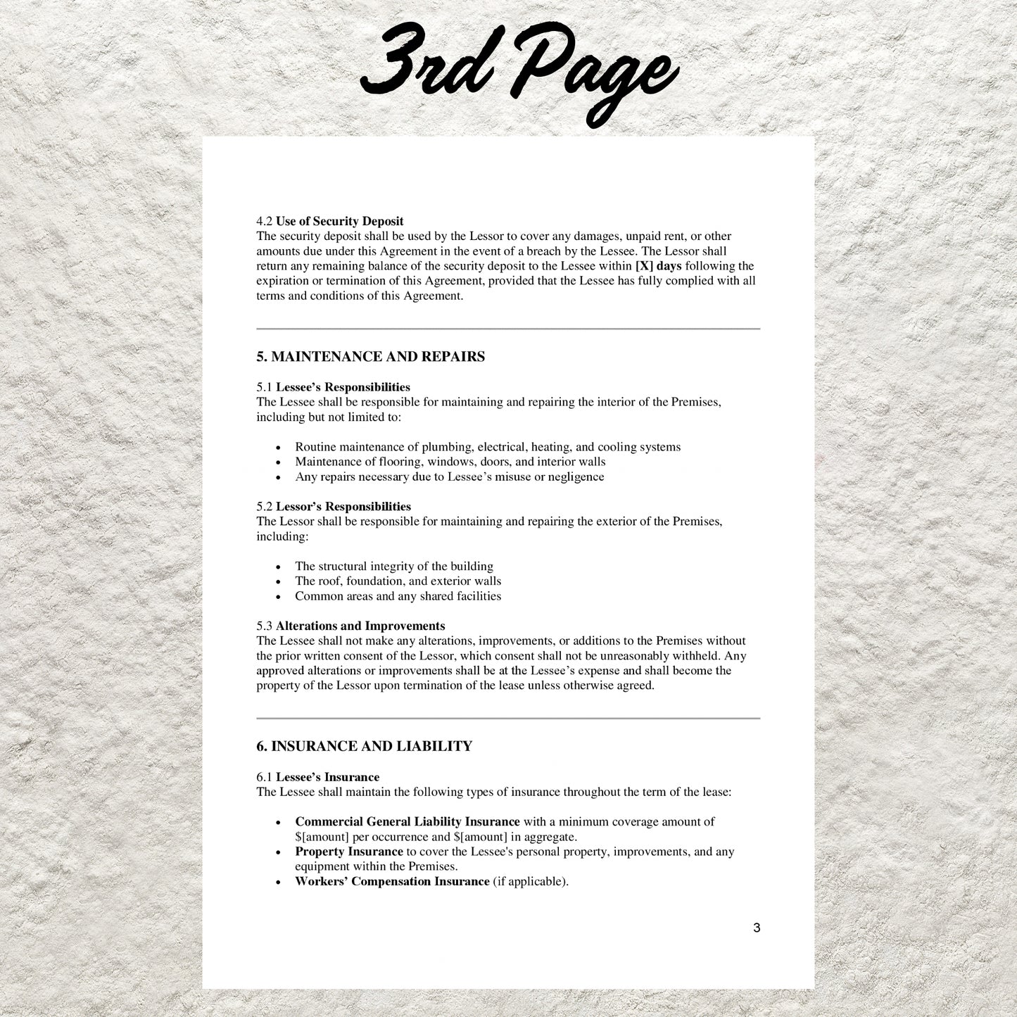 Commercial Lease Agreement Template Editable Commercial Property Lease Contract Printable Commercial Rental Agreement Simple Lease Agreement