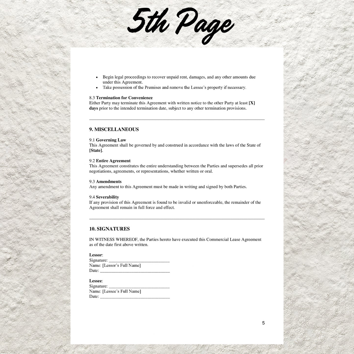 Commercial Lease Agreement Template Editable Commercial Property Lease Contract Printable Commercial Rental Agreement Simple Lease Agreement