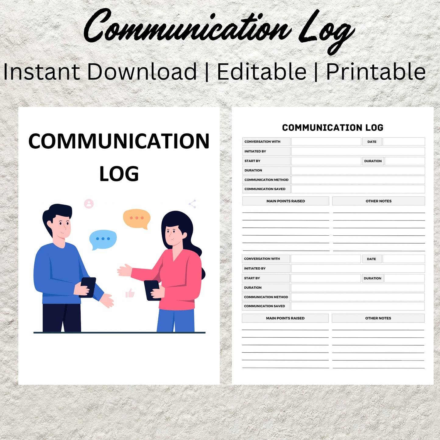 Communication Log Template Printable Call Log Phone Call Tracker Parent Communication Log Teacher Communication Notes Conversation Record