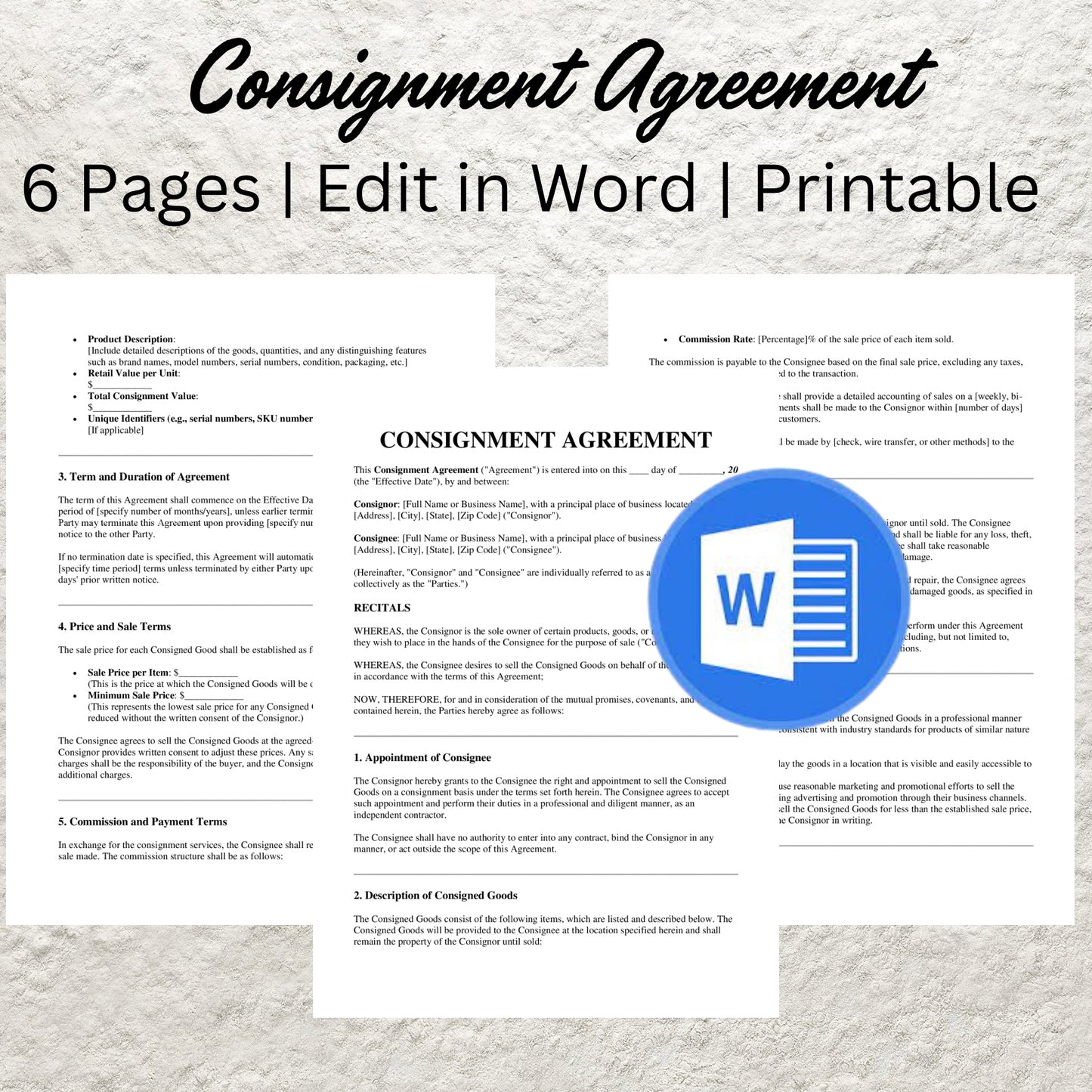 Consignment Contract Template Editable Professional Consignment Shop Agreement Printable Reseller Consignment Store Agreement Terms Form