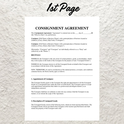 Consignment Contract Template Editable Professional Consignment Shop Agreement Printable Reseller Consignment Store Agreement Terms Form