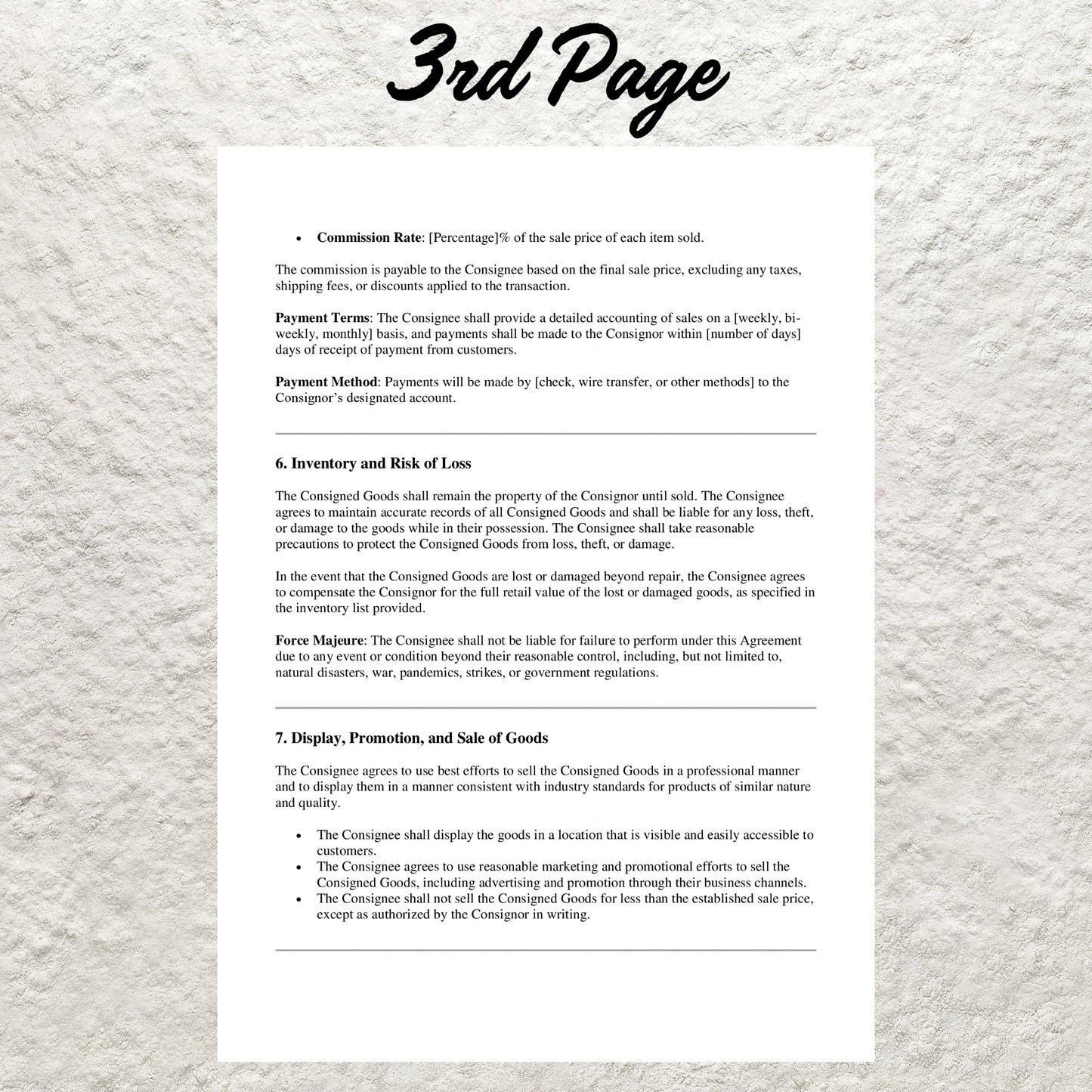 Consignment Contract Template Editable Professional Consignment Shop Agreement Printable Reseller Consignment Store Agreement Terms Form