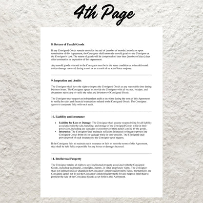 Consignment Contract Template Editable Professional Consignment Shop Agreement Printable Reseller Consignment Store Agreement Terms Form