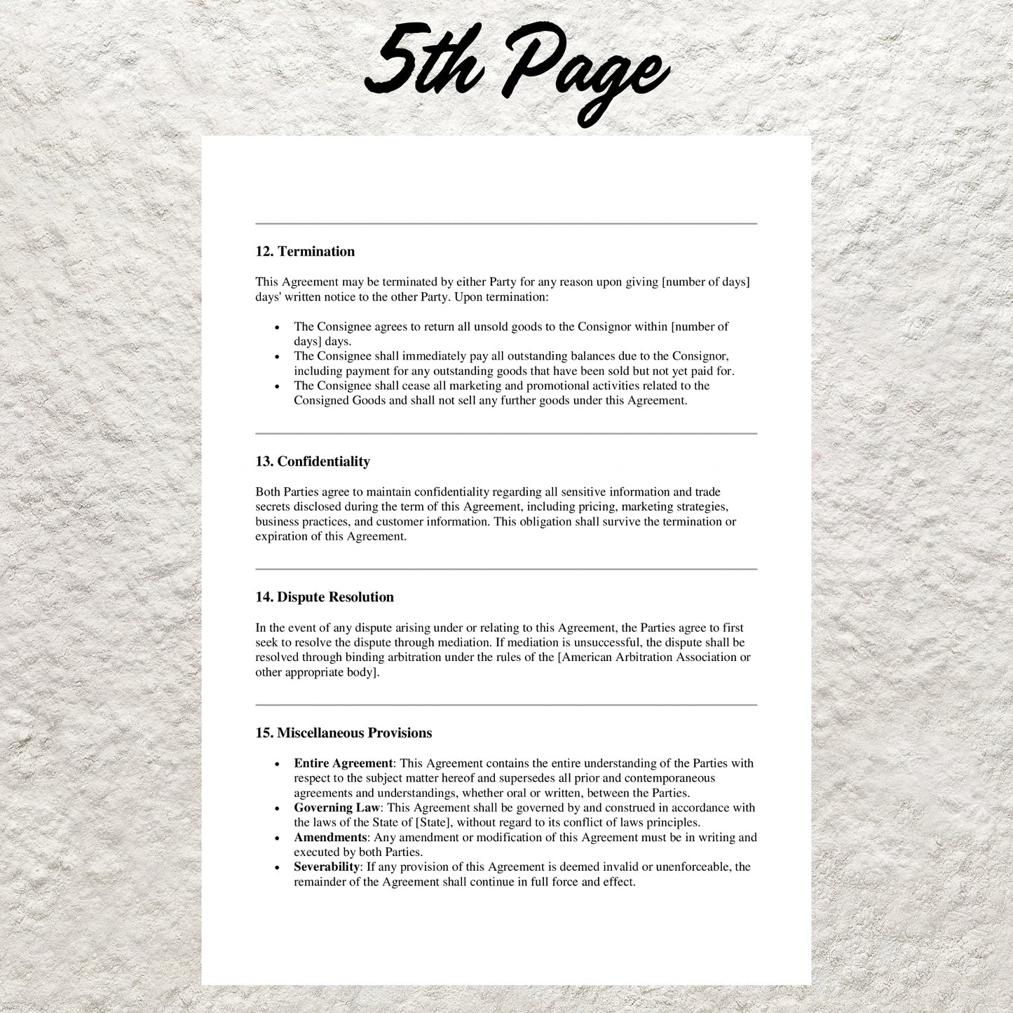 Consignment Contract Template Editable Professional Consignment Shop Agreement Printable Reseller Consignment Store Agreement Terms Form