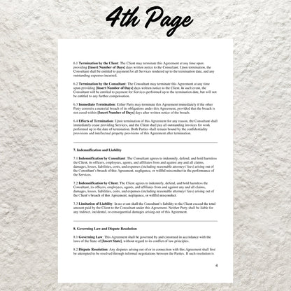 Consulting Contract Agreement Template Editable Consultant Service Contract Agreement Printable Consulting Proposal Template Consulting Form