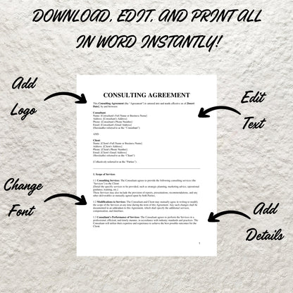 Consulting Contract Agreement Template Editable Consultant Service Contract Agreement Printable Consulting Proposal Template Consulting Form